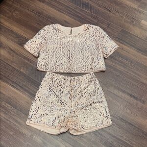 Sequin Embellished Pink Women's Shorts